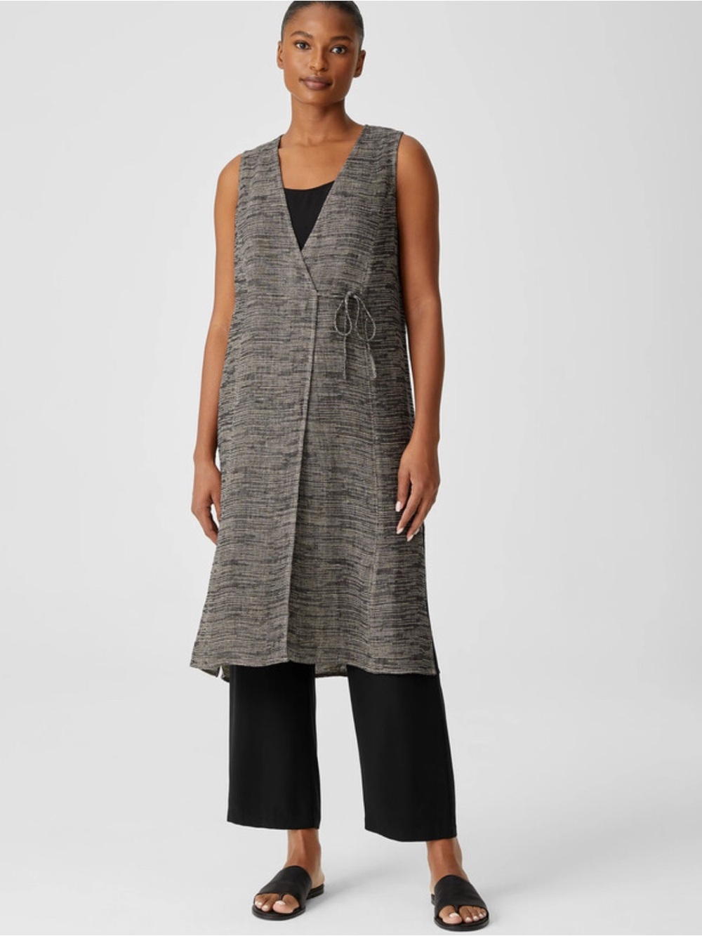 Organic Linen Gauze Strata Wrap Top M